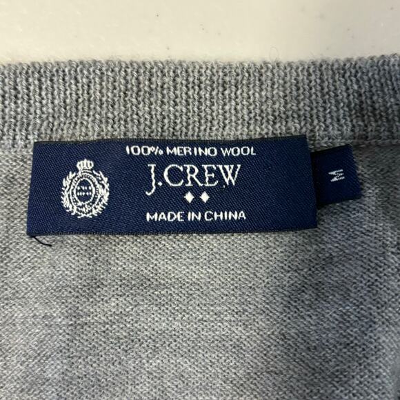 J. Crew Men's Merino Wool V Neck Sweater Medium Style 17387 Pullover Gray Top - Picture 3 of 9